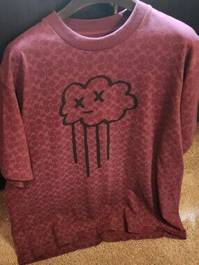 Coach x KAWS Men’s XL Burgundy Signature Monogram Graphic T-Shirt